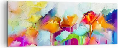Produktbild von Bild auf Leinwand - Leinwandbild - Blumen Wiese Sommer - 140x50cm - Wand Bild - Wanddeko - Leinwanddruck - Bilder - Kunstdruck - Wanddekoration - Leinwand bilder - Wandkunst - AB140x50-4095