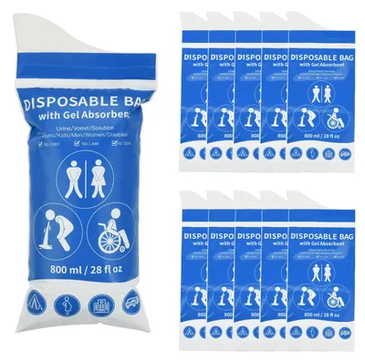 Produktbild von OTraki 10 Stück Urinbeutel 800ml, Nottoilette für unterwegs, für Männer, Frauen und Kinder, pinkelflasche