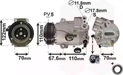 Produktbild von VAN WEZEL 3700K606 CVC6 Klimaanlage Klimakompressor PAG 46 R134a für OPEL INSIGNIA Caravan Astra J Sports Tourer (P10) ASTRA J ZAFIRA TOURER C (P12)