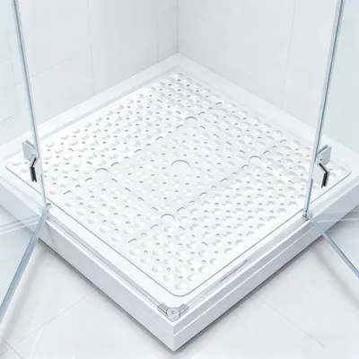 Obrázok produktu pre Protisklzová podložka pod sprchu, 70x70 cm, TPE, s prísavkami, odolná proti plesniam, biela