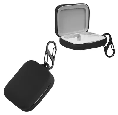 Produktbild von kwmobile Schutzhülle für OnePlus Buds Pro 2 Hülle - TPU Silikon Case für Kopfhörer Ladecase - stoßfestes Cover mit Karabiner - Schwarz