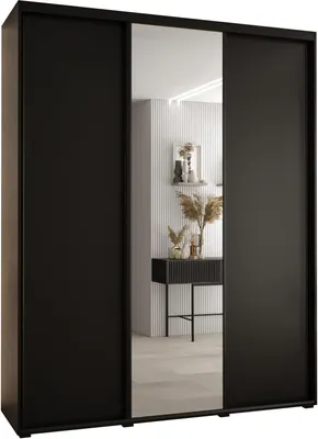 Produktbild von MEBLE KRYSPOL Davos 3 Schrank, drei Türen - 235,2x190x45 cm - Schwarz Schwarz Schwarz