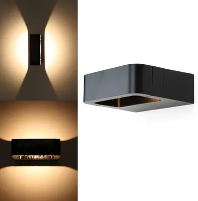 Image de Applique murale LED en aluminium "BLOQ" 7W, design moderne, up et downlight, IP65, 3000K blanc chaud, idéale pour l'extérieur