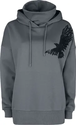 Produktbild von Black Premium by EMP Damen grauer Kapuzenpullover mit integriertem Kragen XXL