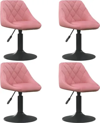 Image de Chaises pivotantes à manger lot de 4 rose velours
