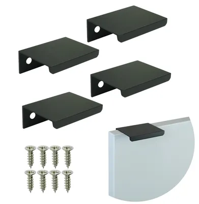 Produktbild von 4x Kantenprofil-Möbelgriff Nicea, Schwarz, Bohrabstand 32 mm, inkl. Schrauben