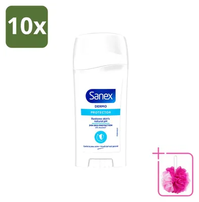 Imagen del producto de 10 unidades de antitranspirante en barra Sanex Dermo Protector, 65 ml, pack ahorro