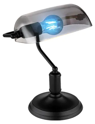 Produktbild von RGB LED Tischlampe, Bankerlampe, schwarz, Glas rauch, H 32 cm