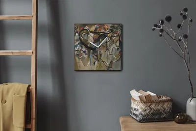 Produktbild von Coloray Hodiny Unikátní 30x30 cm  Tiché hodiny Pro obývací pokoj a kuchyň Nástěnné hodiny Plátno Bílé ručičky hodin - Kandinsky Composition v