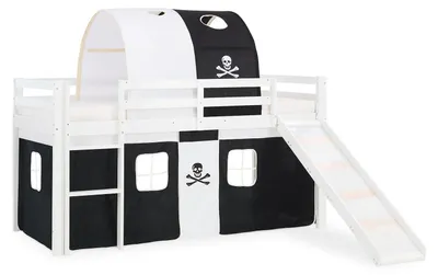 Image de Lits superposés mezzanine Glissore Tunnel Sac Pin Rideau Pirate Noir 90x200