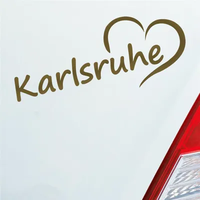 Produktbild von Auto Aufkleber Karlsruhe Herz Stadt City Liebe Love 19,5x8 cm Gold Sticker Heckscheibenaufkleber