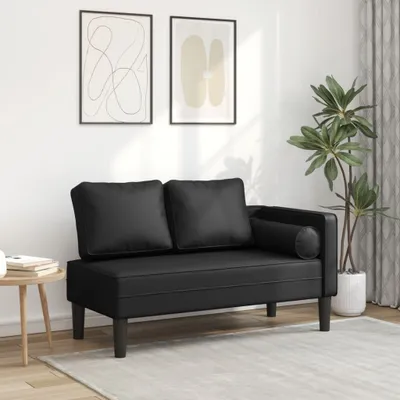 Produktbild von "2026 Promotion" Chaiselongue mit Kissen Schwarz Kunstleder - Recamieren CC23225