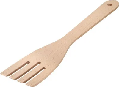 Produktbild von Hofmeister Holzwaren, Bratgut Pfannen Wender Heber Gabel, mit Schlitzen, aus Buchenholz, unbehandelt,  L300xB60xH4 mm, 10216