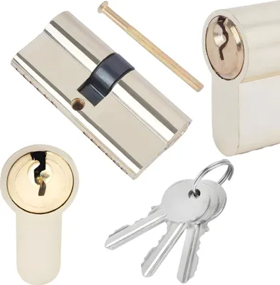 Produktbild von BAUSTER® Schließzylinder aus Messing mit 3 Schlüsseln, Zylinderschloss 35/35 Profilzylinder, Türschloss Ersatzzubehör, Türschloss Sicherheitsschloss H