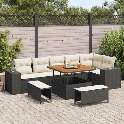 Produktbild von Maison Exclusive - Gartensofa-set 9 stk. Schwarz Poly-Rattan