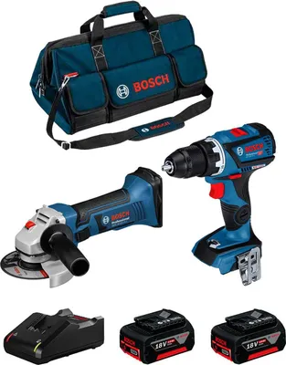 Produktbild von BOSCH Kit 18V BK208BAG (GSR 18V-60 C + GWS 18-125 V-LI + 2 x 4,0 Ah + GAL18V-40 + Tasche)