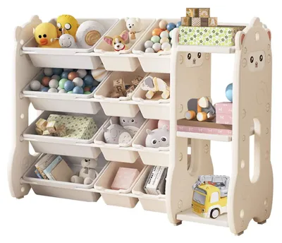 Produktbild von Multifunktionales Spielzeugregal für Kinder mit 4 Regalen
