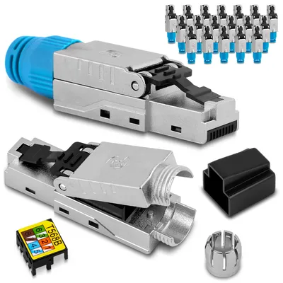 Produktbild von Netzwerkstecker Cat8 CAT8.1 RJ45 Stecker 20 Steckverbinder werkzeuglos geschirmt