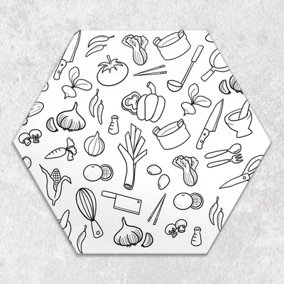 Produktbild von Glas-Herdabdeckplatten Glaskeramikkochfeld-Abdeckung Spritzschutz Glas hexagon 40 cm Besteck Kochinstrumente