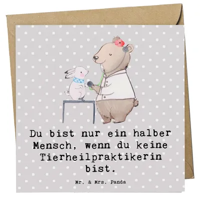 Produktbild von Mr. & Mrs. Panda doppelkarte Tierheilpraktikerin Herz - Grau Pastell - Geschenk, Grußkarte, Glückwunschkarte, faltkarte, anlasskarte, Klappkarte