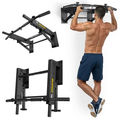 Produktbild von TREX SPORT Klimmzugstange zur Wandmontage klappbar TX-050PB | 6 rutschfeste Griffe, für Boxsack & Expander | Pull Up Bar für zuhause
