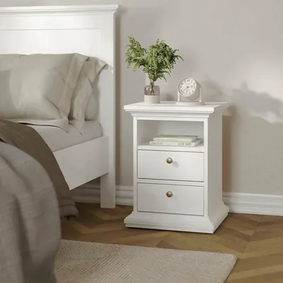 Image de Alichin - Table de chevet, 44x40x59h cm Blanc, 2 étagères