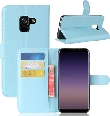Produktbild von Mobigear Classic  Samsung Galaxy A8 (2018) Hülle Klapphülle Geldbörse - Blau