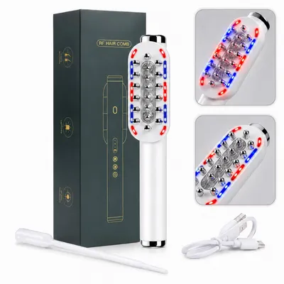 Produktbild von Elektrische Massagebürste, 3-in-1 Haarkamm mit EMS-Mikrostrom, LED-Lichttherapie, Hochfrequenz-Vibration, Essenz-Import, für Kopfhaut & Haarpflege