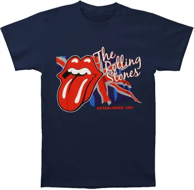 Image de The Rolling Stones - "Lick The Flag" T-shirt homme/femme unie RO783 (M) (Bleu marine)