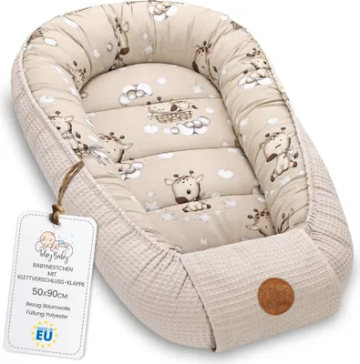 Produktbild von Babynest Neugeborene Nestchen Baby Waffelpique 50x90 cm Giraffen