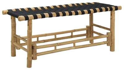 Produktbild von Eleganten-Stil Gartenbank - Liegestuhl bis 150kg - Terrasse Balkon - Natur 110x38x40 cm Bambus - Gartenbänke - Möbel26