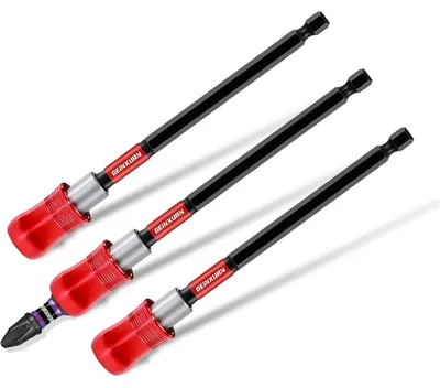 Produktbild von Bithalter Magnetisch Set 3 Stück 150mm Schnellwechsel Cr-V-Stahl 1/4" Sechskantschaft mit 25mm PZ2 Bit