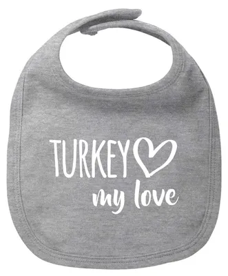 Produktbild von Huuraa Baby Lätzchen Turkey my love Heather Grey Klettverschluss Baumwolle Latz Geschenkidee