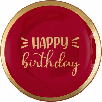 Produktbild von Gift Company Glasteller Love Plates Happy Birthday M, rund, Dekoteller, Schale, Glas, Pink, 13 cm, 1061604013