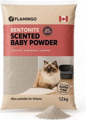Immagine prodotto di Lettiera per gatti Flamingo Bentonite con Talco 12kg Taglia Unica