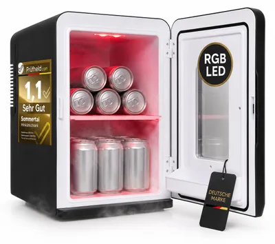 Produktbild von Sommertal KS15 Mini Kühlschrank, zum kühlen und heizen, Volumen 15L, AC für Haus Steckdose und DC für Auto 12V Betrieb, Bierkühlschrank lautlos Getränkekühlschrank klein, KI-generiertes Bild