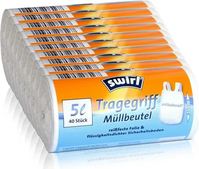 Produktbild von 10x Swirl Tragegriff Müllbeutel 5L ( 40 stk./Rolle )