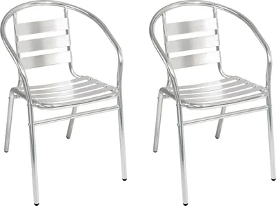 Produktbild von 2 Stück stabiler Aluminium Bistrostuhl Gartenstuhl stapelbar