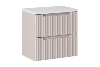 Produktbild von Waschbeckenunterschrank - Mit Waschbeckenunterschrank (60 cm, 2 Schubladen) & Arbeitsplatte 60 cm , Nova Cashmere N BM166 - KaschmirMatt/Weiß Matt