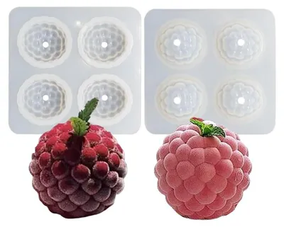 Image de Moule en silicone pour desserts - Moules à mousse aux framboises - Blanc - 12 x 12 cm