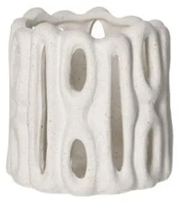 Productafbeelding van Pomax Cadiz windlicht, gemaakt van steengoed, wit, diameter 11 cm, hoogte 11 cm