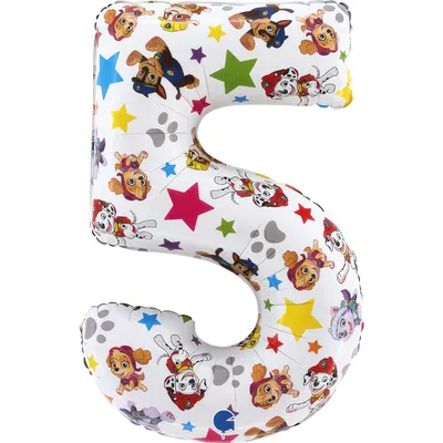 Produktbild von Folienballon Paw Patrol Zahl 5, 66 cm, bunt, für Helium