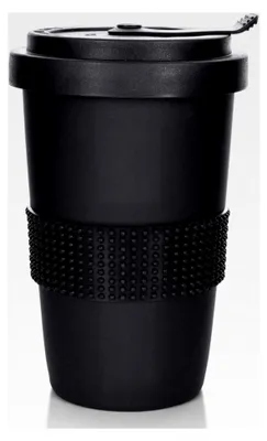 Produktbild von Kaffeebecher to go, Porzellan Coffee-to-go Becher mit auslaufsicherem Deckel, Schwarz matt, 400 ml
