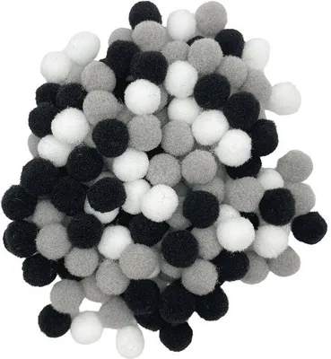 Produktbild von LOVEART POMPONS 120Stk./10mm Bommel Bastelmaterial Bälle zum Basteln,  weiß-grau-schwarz