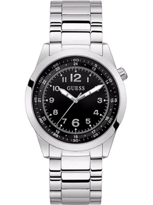 Produktbild von Guess Herrenuhr Dress Max Edelstahl Silber Schwarz 42mm Quarzuhr 5 Bar wasserdicht