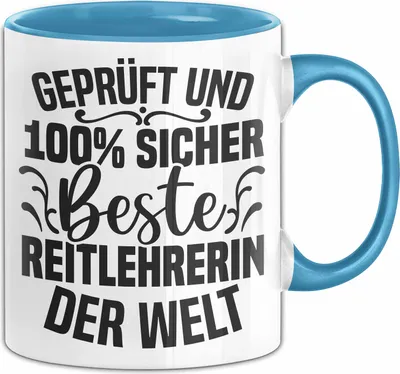 Produktbild von Reitleherin Tasse Geschenk Beste Reitlehrerin Der Welt Geschenkidee Kaffee-Becher (Blau)
