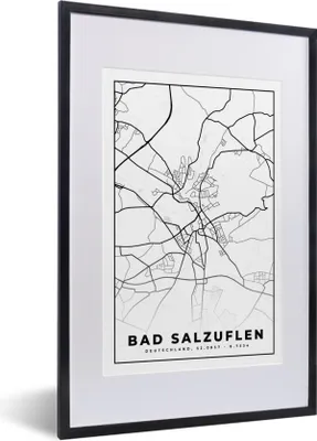 Produktbild von MuchoWow® Gerahmtes Poster Karte - Bad Salzuflen - Karte - Stadtplan 40x60 cm - Poster mit Schwarzem Bilderrahmen Wandposter Rahmen Foto Bilder - Poster in Rahmen