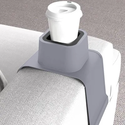 Becherhalter für Sofa-Armlehne, Silikon, rutschfest, grau
