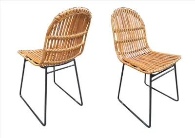 Produktbild von SIT Möbel Rattan-Stuhl 2er-Set | Sitzschale Rattan natur | Gestell Metall antikschwarz | B 50 x T 60 x H 84,5 cm | 05338-01 | Serie RATTAN