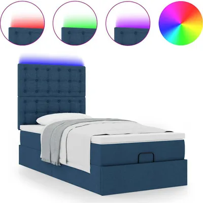 Produktbild von Ottomane Bett mit Matratze & LEDs Blau 90x200 cm Stoff